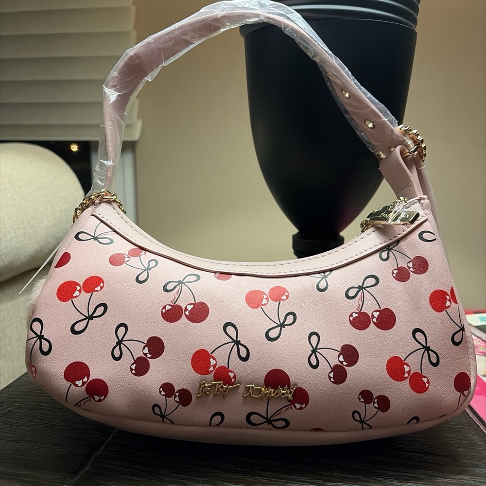 Betsey Johnson Pink Cherry Print Shoulder Bag